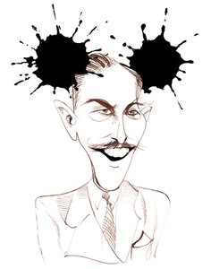 Walt Disney, American film producer, business magnate, cartoonist and animator; caricatured with Mickey Mouse by Neale Osborne